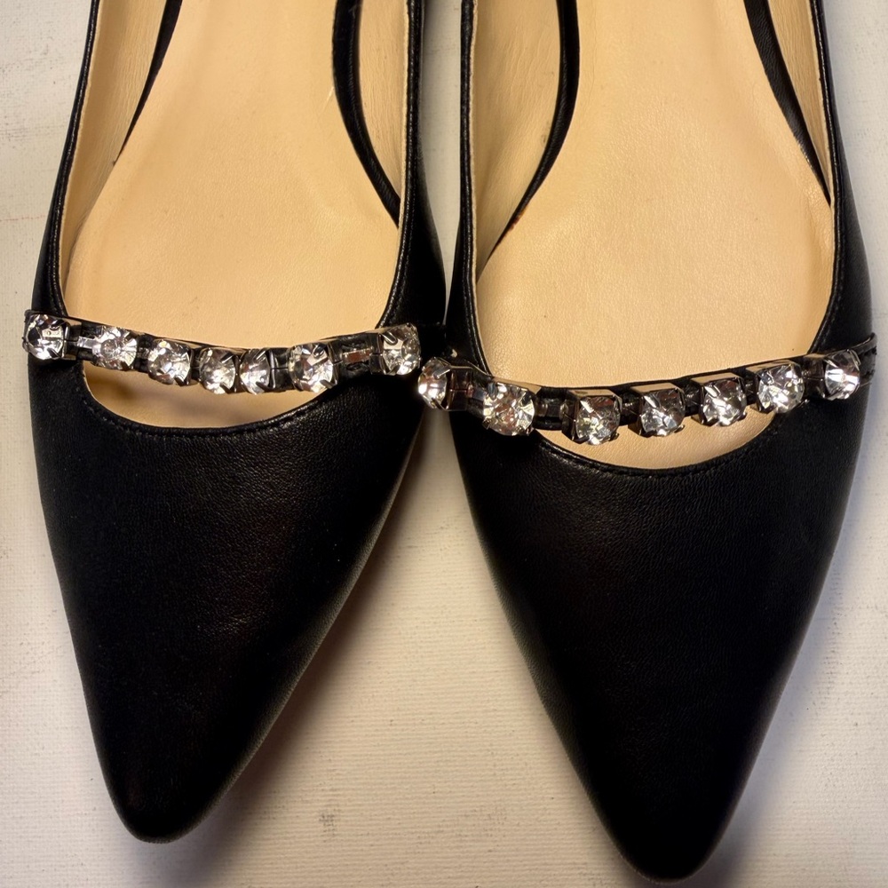 Karl Lagerfeld Black Flats with Crystal Embellishments